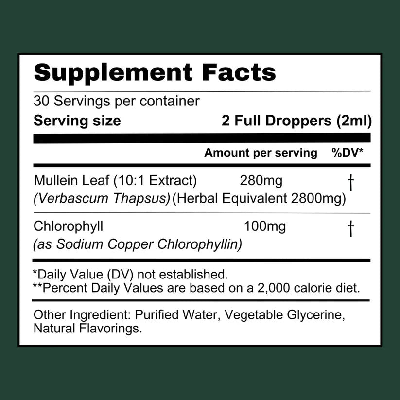 Natural Lung Cleanse Supplement – Mullein & Chlorophyll Formula