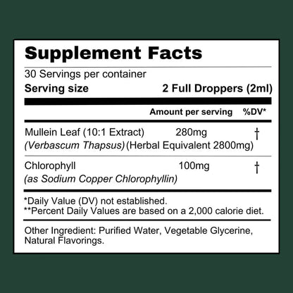 Natural Lung Cleanse Supplement – Mullein & Chlorophyll Formula